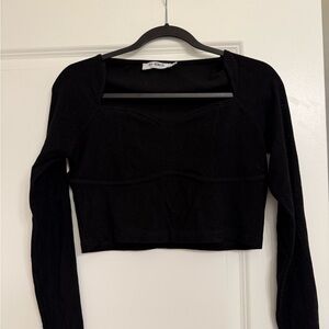 4th & reckless black Long Sleeve Crop Top